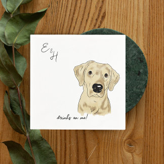 Yellow Lab watercolor Wedding Cocktail Napkins