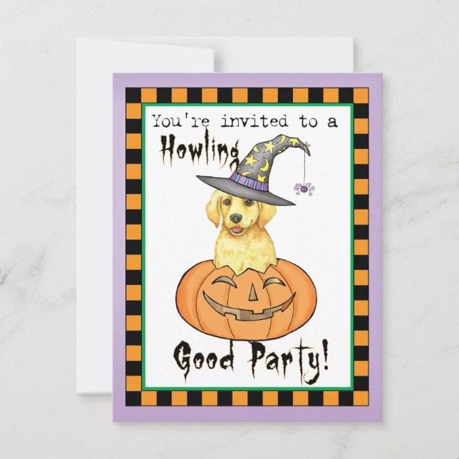 Yellow Lab Witch Invitation (Front)