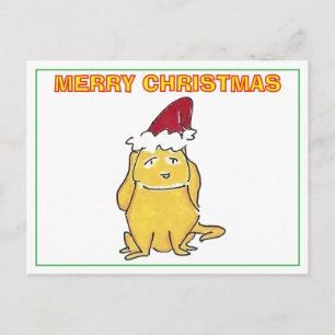 Yellow Lab With Christmas Cap Cartoon Christmas Holiday Postcard