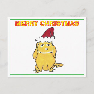 Yellow Lab With Christmas Cap Cartoon Christmas Holiday Postcard
