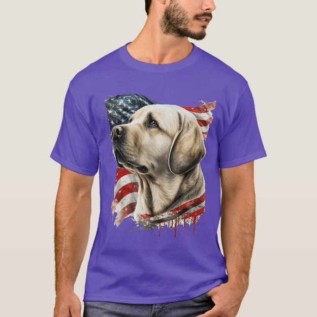 Yellow Lab withhe American Flag friends T-Shirt (Front)
