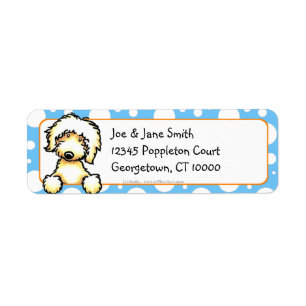 Yellow Labradoodle Blue Dots Return Address Label