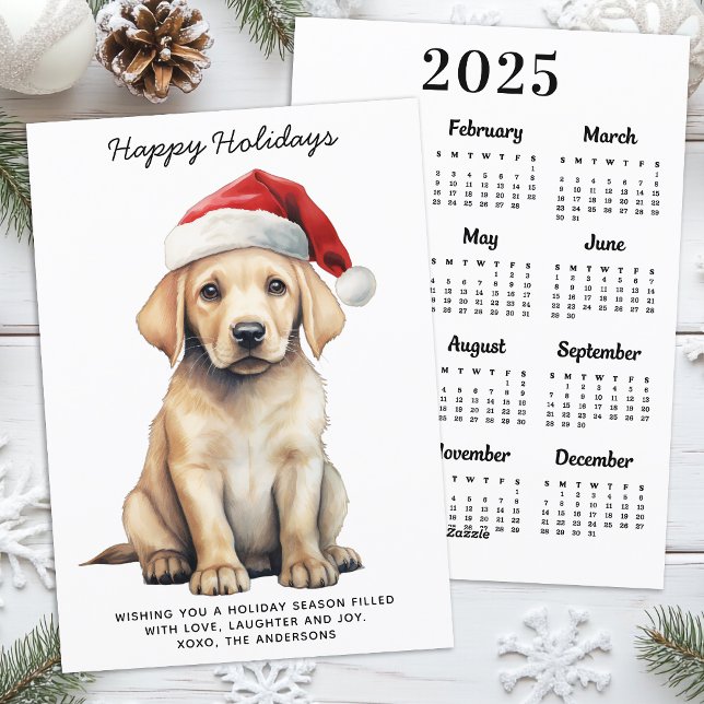 Yellow Labrador 2026 Calendar Dog Lover Christmas  Holiday Card (Creator Uploaded)