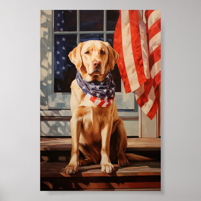 Yellow labrador 4th of july poster (Front)