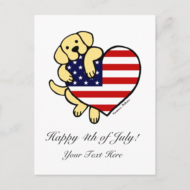 Yellow Labrador American Heart 2 Postcard (Front)