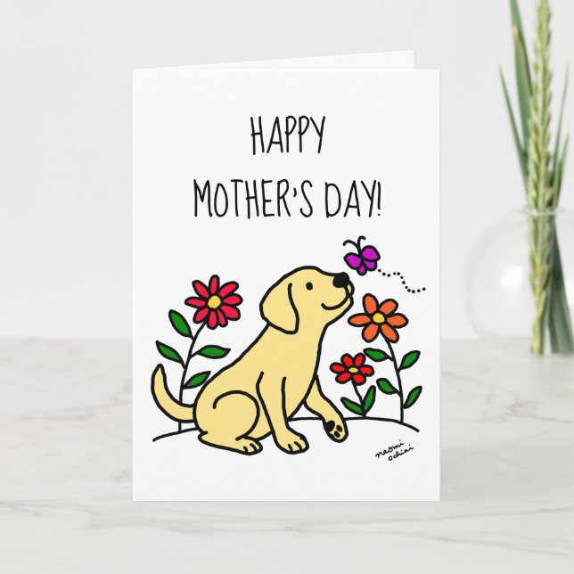 Yellow Labrador and Green Mother's Day Card (Front)