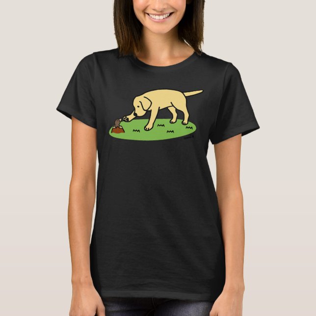 Yellow Labrador And Mole Friend T-Shirt (Front)