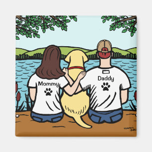 Yellow Labrador and Mum and Dad Long Magnet