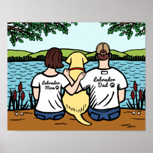 Yellow Labrador and Mum and Dad Poster