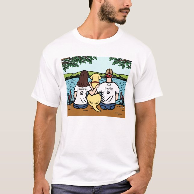 Yellow Labrador and Mum and Dad T-Shirt (Front)