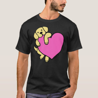 Yellow Labrador And Pink Heart T-Shirt