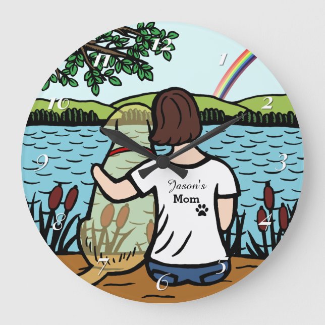 Yellow Labrador Angel and Mum Clock (Front)