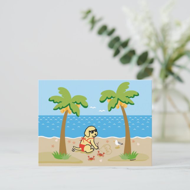 Yellow Labrador Bikini Girl Postcard (Standing Front)