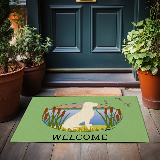 Yellow Labrador Bird Dog Sunset Oval Doormat (Yellow Labrador Bird Dog Sunset Oval Doormat for Labrador Owners.  Personalized Gift Idea.)