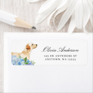 Yellow Labrador Blue Hydrangea Return Address Return Address Label