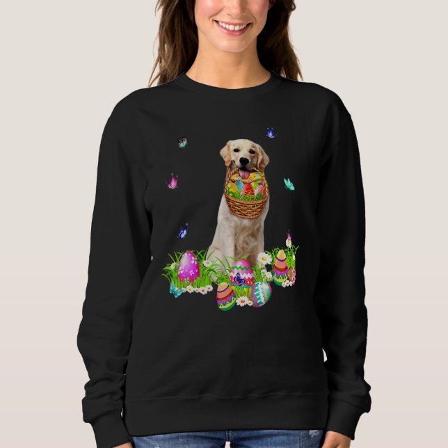 Yellow Labrador Bunny Dog With Easter Eggs Basket Sweatshirt (Front)