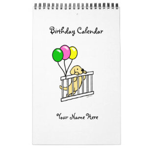 Yellow Labrador Cartoon Birthday Calendar