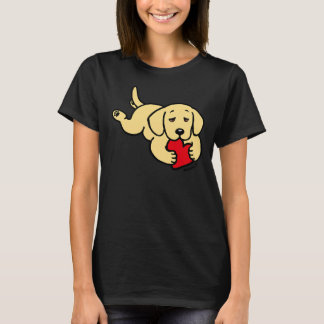 Yellow Labrador Chewing Heart Valentine T-Shirt