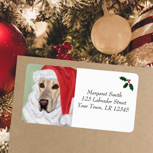 Yellow Labrador Christmas Address Labels (Yellow Labrador Santa Christmas Return Address Labels for Yellow Labrador Owners.)