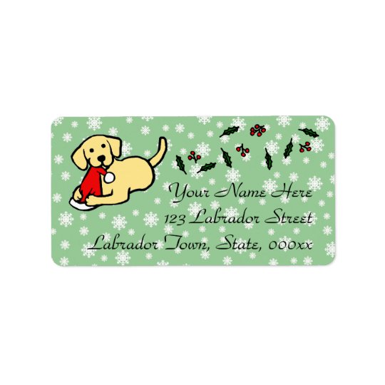 Yellow Labrador Christmas Cartoon Address Label