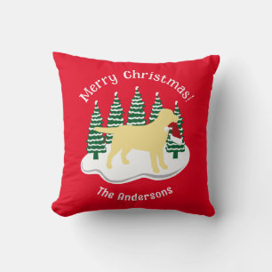 Yellow Labrador Christmas Evergreen Cushion