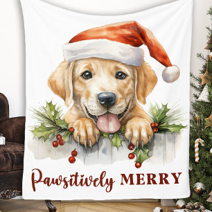 Yellow Labrador Christmas Fleece Blanket