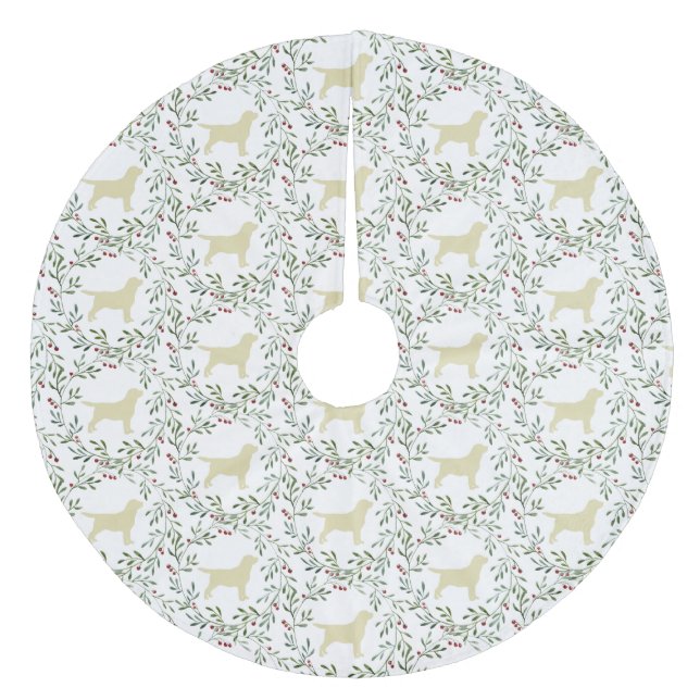 Yellow Labrador- Christmas Holiday - Dog Black Lab Fleece Tree Skirt (Front)