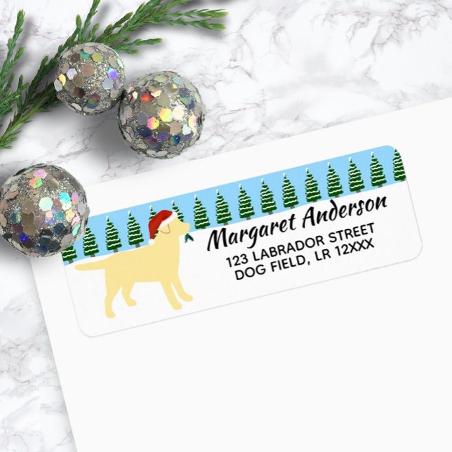 Yellow Labrador Christmas Santa Return Address Label (Yellow Labrador Christmas Santa Design Return Address Label for Labrador Owners.)