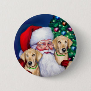 Yellow Labrador Christmas Santa's Labs 6 Cm Round Badge
