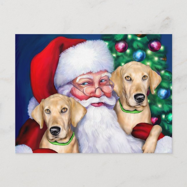 Yellow Labrador Christmas Santa's Labs Holiday Postcard (Front)