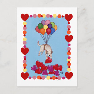 Yellow Labrador collecting LOVE (framed) Postcard