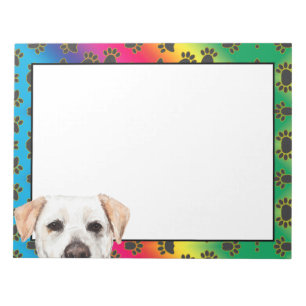 Yellow Labrador colourful dog paw pattern  Notepad