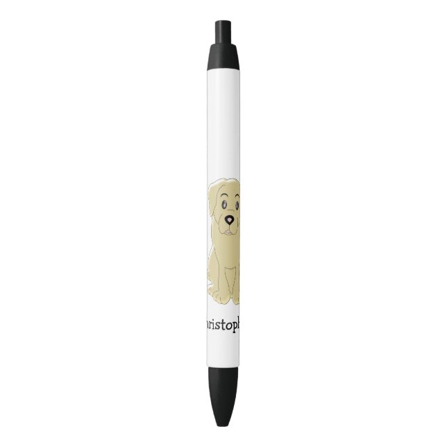 Yellow Labrador Design Black Ink Pen (Front Vertical)