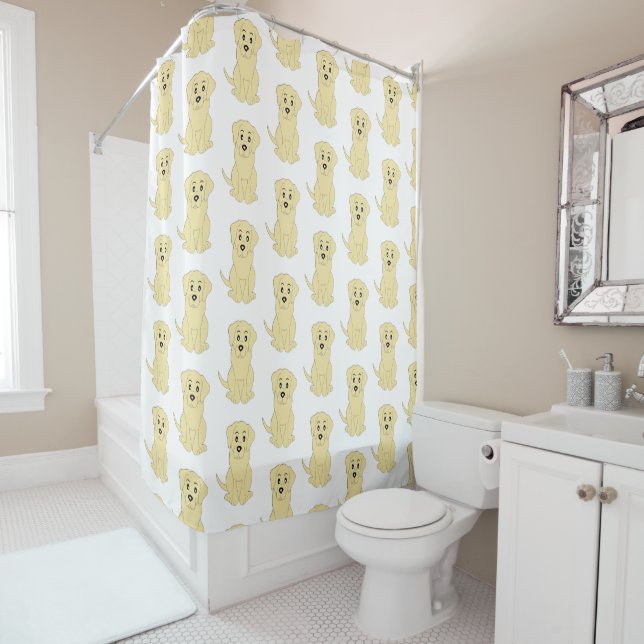 Yellow Labrador Dog Design Shower Curtain (In Situ)