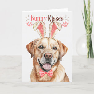 Yellow Labrador Dog in Bunny Ears for Easter Holiday Card