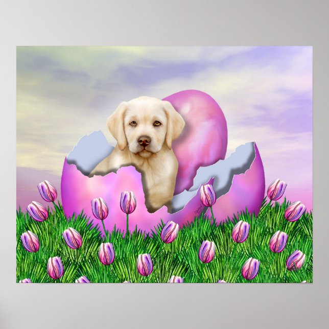 Yellow Labrador Easter Surprise Poster (Front)