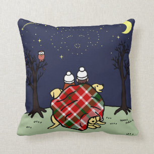 Yellow Labrador Family and Starry Sky Cushion