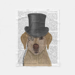 Yellow Labrador, Formal Hound and Hat Fleece Blanket