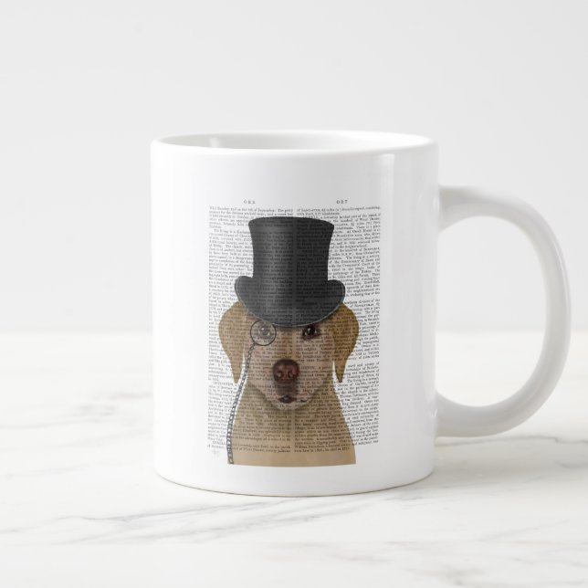 Yellow Labrador, Formal Hound and Hat Large Coffee Mug (Right)