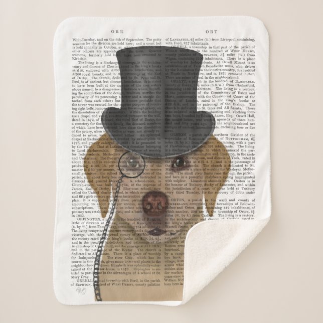 Yellow Labrador, Formal Hound and Hat Sherpa Blanket (Front)