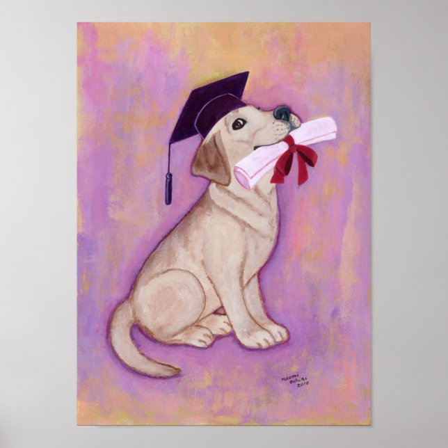 Yellow Labrador Graduation Artwork Poster (Front)