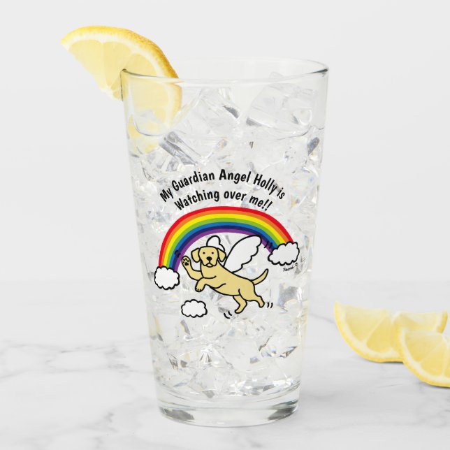 Yellow Labrador Guardian Angel (Rainbow Bridge) Glass (Front Ice)