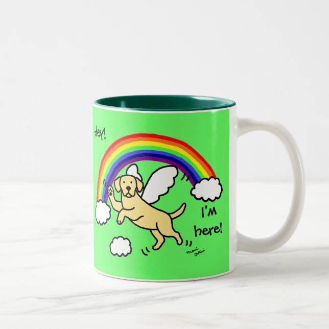 Yellow Labrador Guardian Angel (Rainbow Bridge) Two-Tone Coffee Mug (Right)