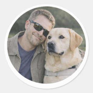 Yellow Labrador Guide Dog Partnership man Classic Round Sticker