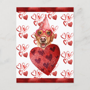Yellow Labrador Hearts Dog Lover Valentine Gift Holiday Postcard