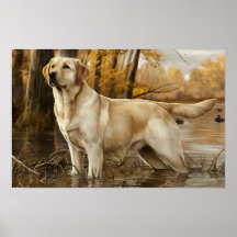 Yellow Labrador Hunting Poster, Duck Hunters