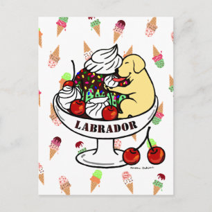 Yellow Labrador & Ice Cream Sundae Postcard