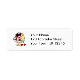 Yellow Labrador & Ice Cream Sundae Return Address Label
