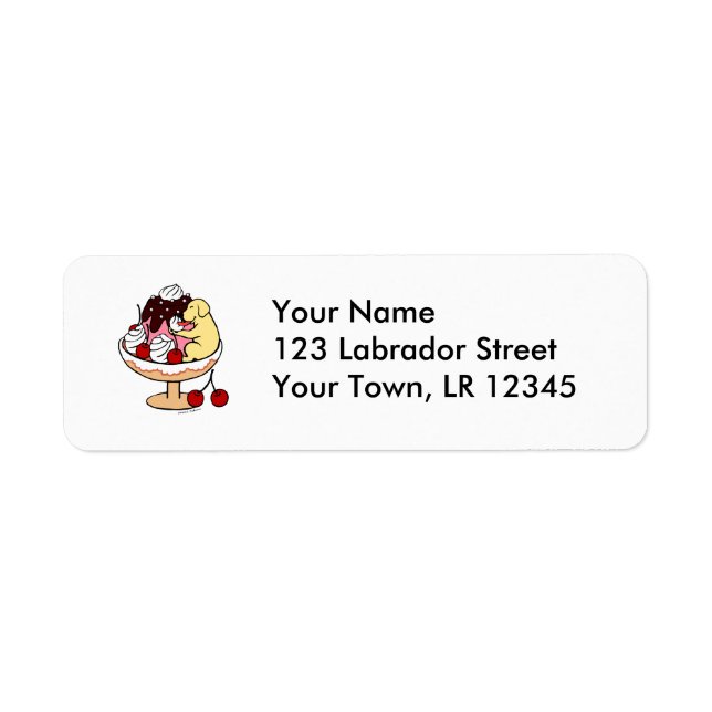 Yellow Labrador & Ice Cream Sundae Return Address Label (Front)