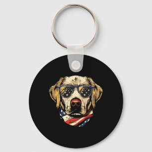 Yellow Labrador Labs Patriotic Aamerican Flag Dog Key Ring